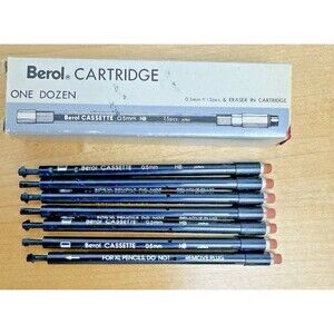 Vintage Berol Cassette XL Pencil Lead Refills 0.5mm HB 7 Cartridges Japan